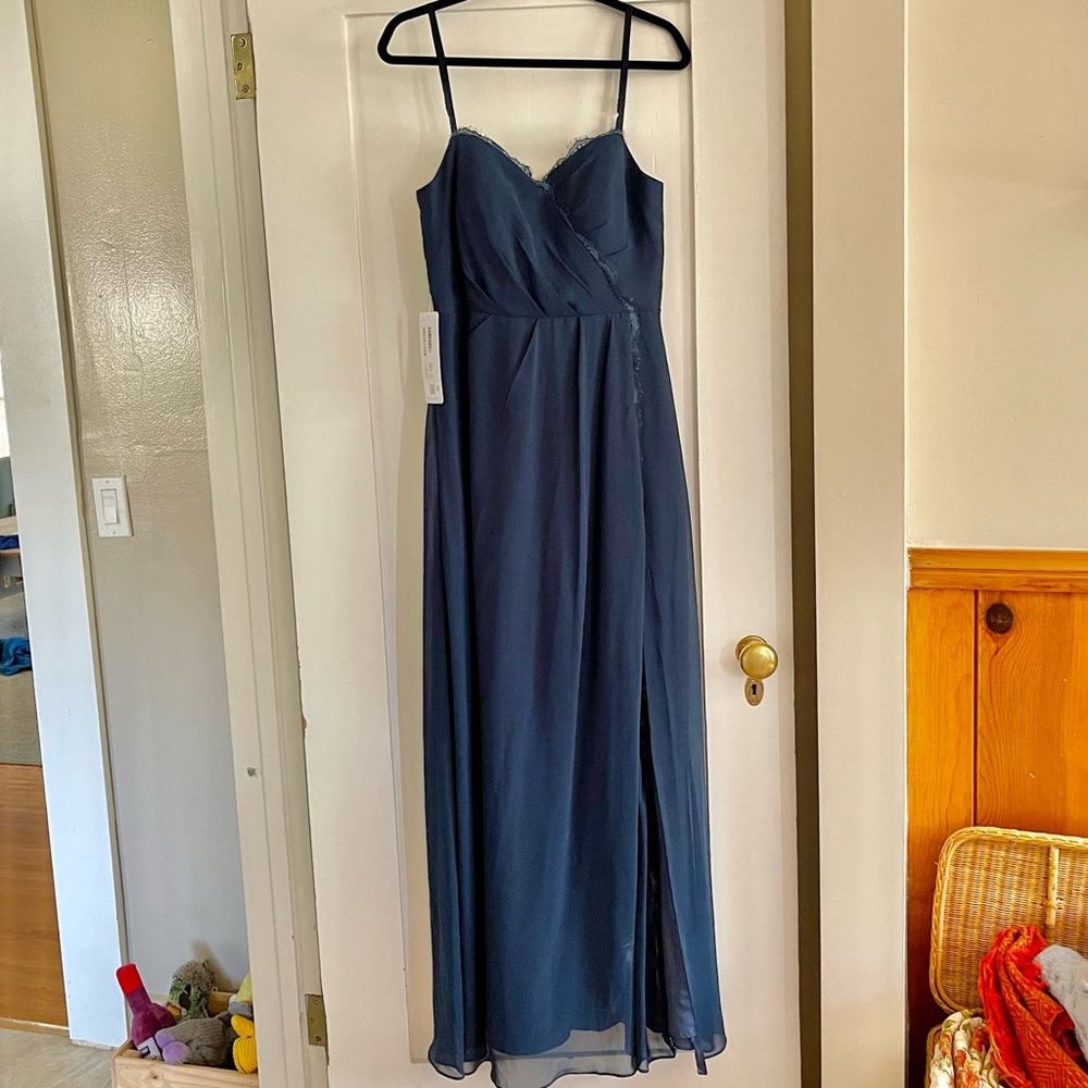 Azazie Tegan NWT Bridesmaid Dress Navy Blue A8